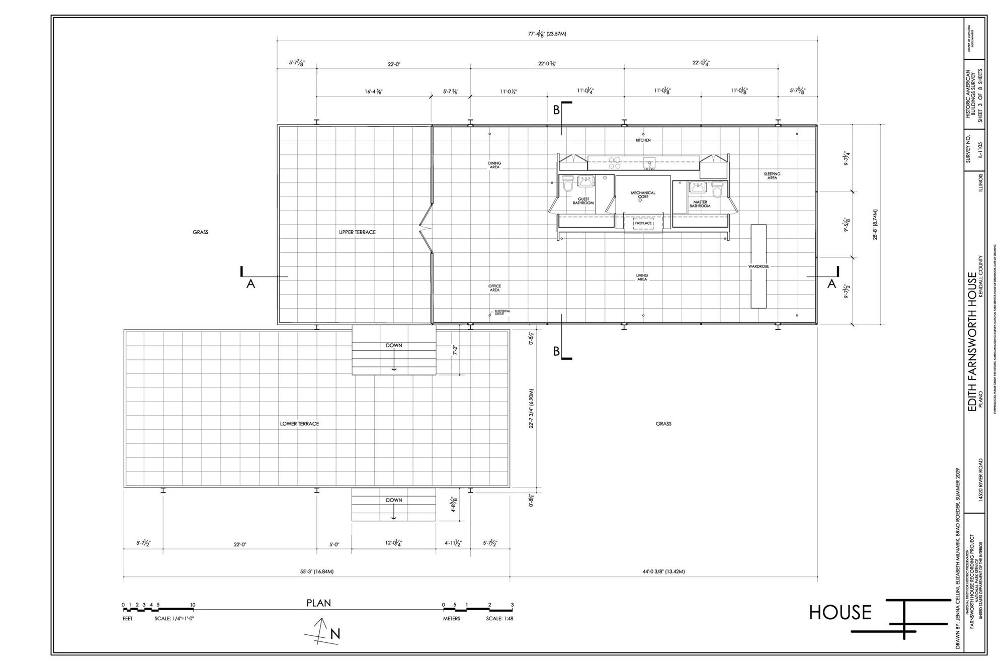 Plate 4. Eastman's problem, still visible decades later. Plan of Mies van der Rohe's Edith Farnsworth House, Plano, Illi